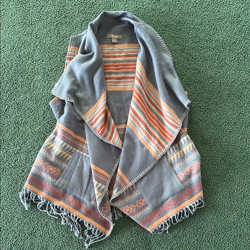 Natural Reflections Blue and Multicolor Vest/Shaw - Picture 3 of 3